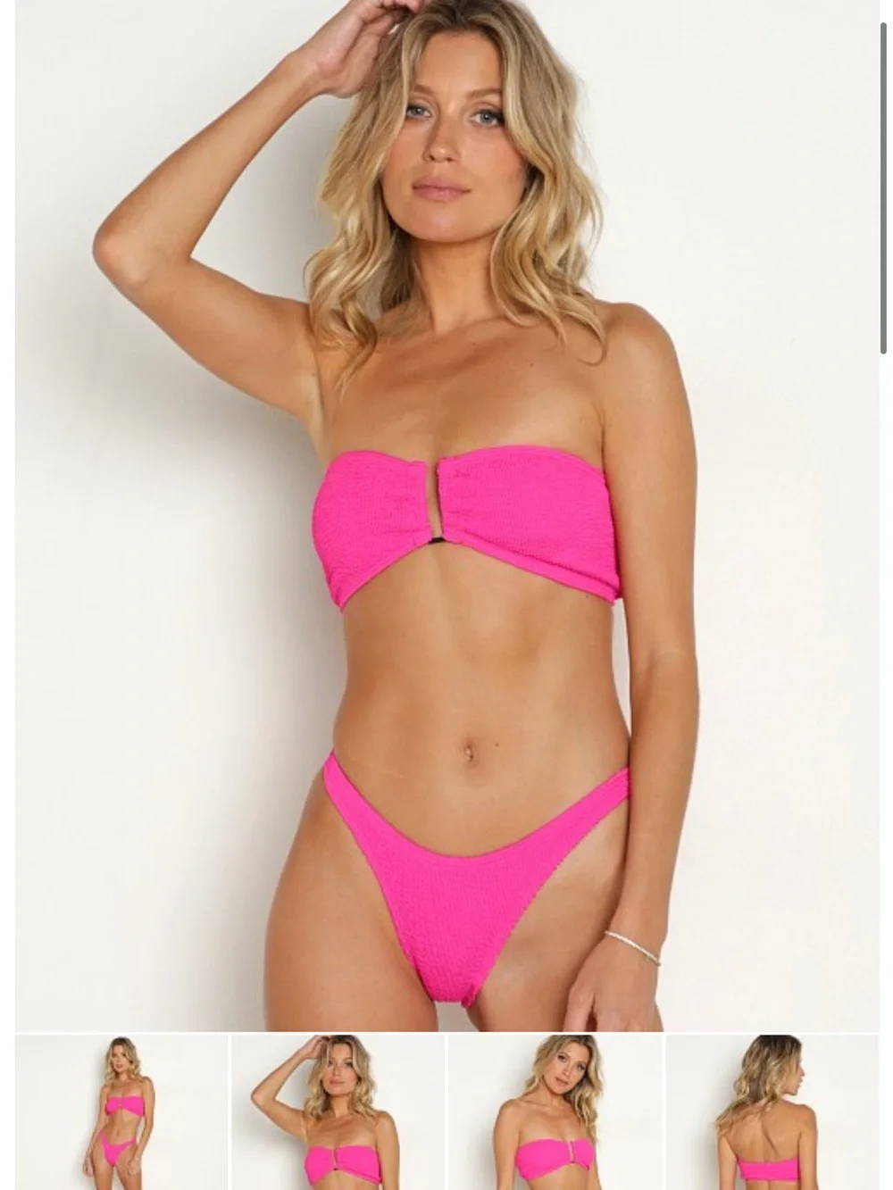 bond-eye Hot Pink Textured Bandeau Bikini Top